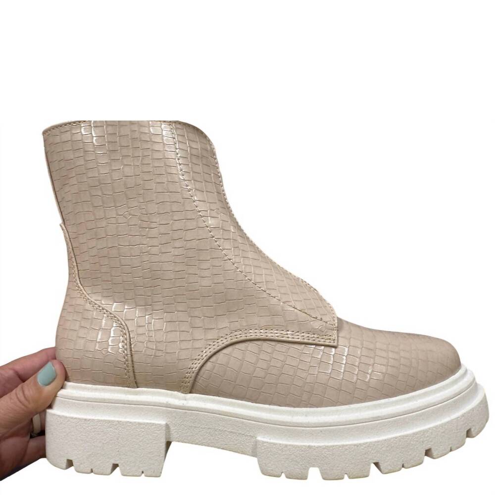 NEW COZY GIRL women's jupiter croco ankle boots in tan